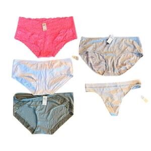 Aerie Underwear Panty Bundle Size L Mixed Styles Lace Bikini Thong Set of 5